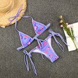 Split swimsuit women's contrasting print strap sexy bikini