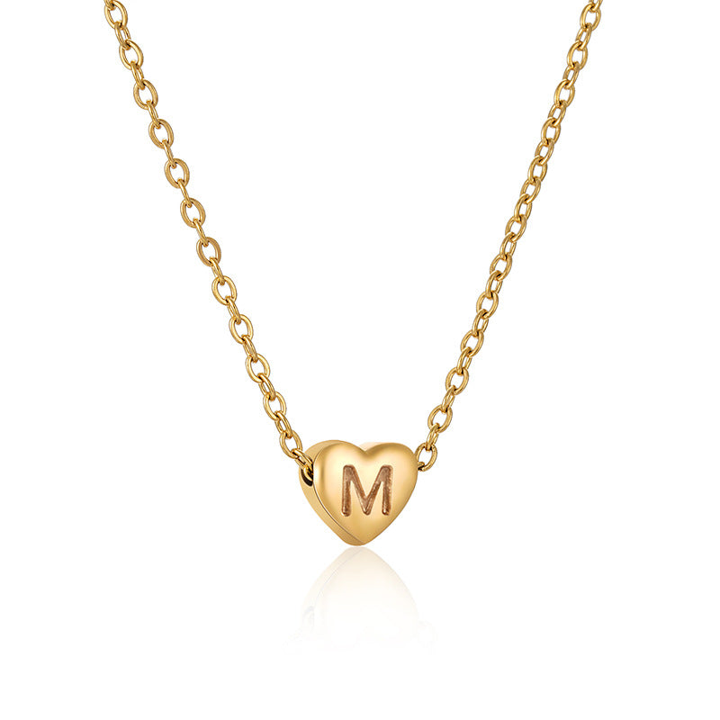 Lovemi -  Ins Style Love Letter Necklace Women Stainless Steel Heart-shaped Niche Clavicle Chain Fashion Necklace
