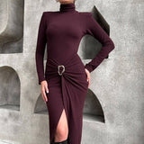 Waist Twist Bodycon Midi Dress