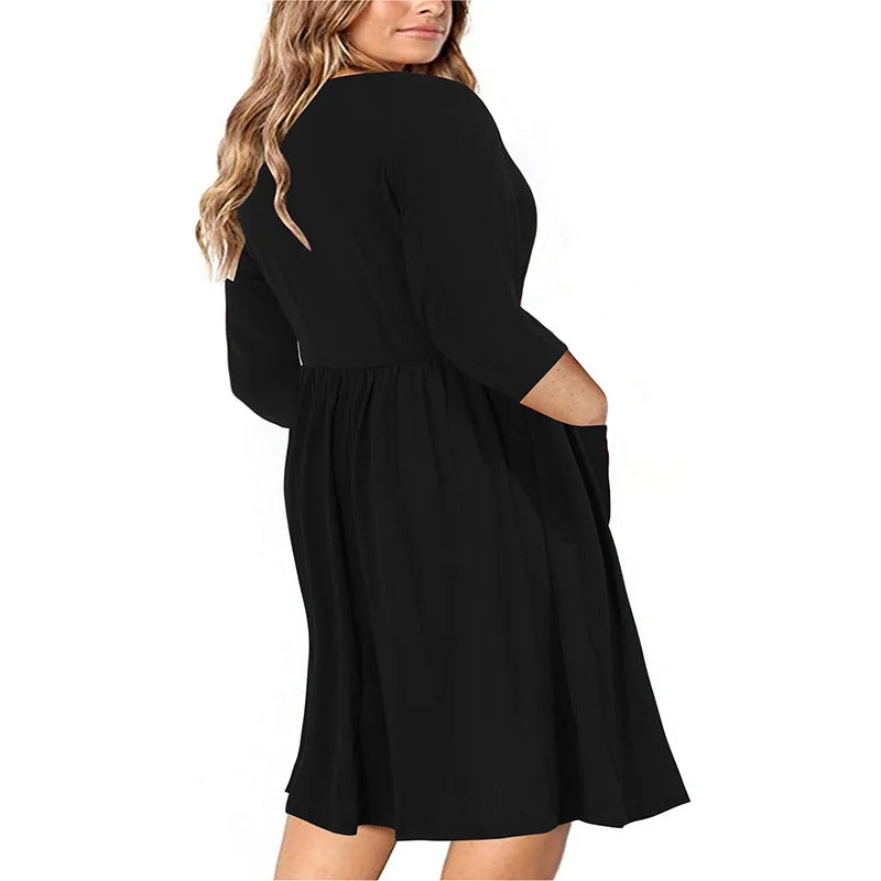Lovemi -  Big size 9XL dress for Fat MM 2022 Women Summer Dress Loose pocket design solid plus size dresses women clothing dress vestidos