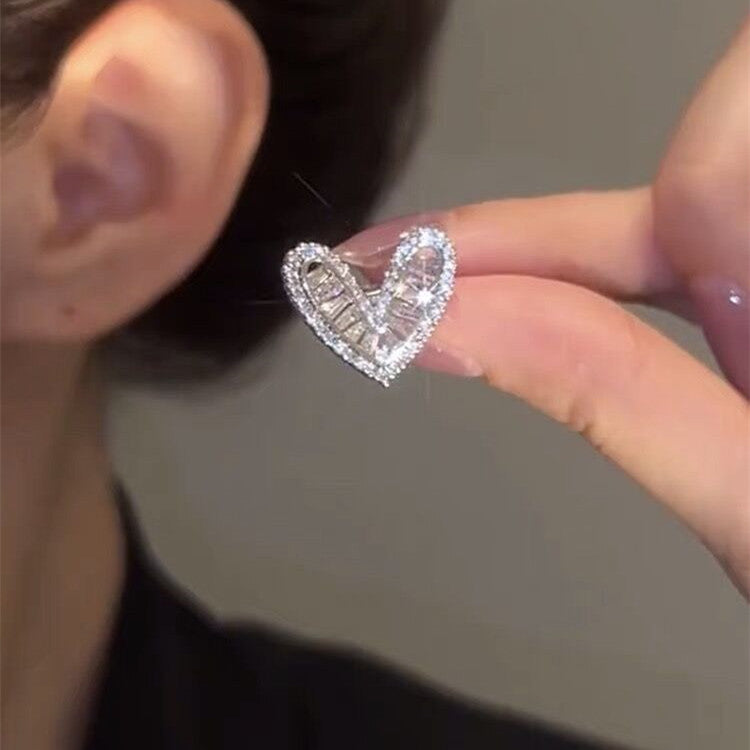 Lovemi -  Fashion Jewelry Micro Inlaid Zircon Love Ear Clip Female Niche Design