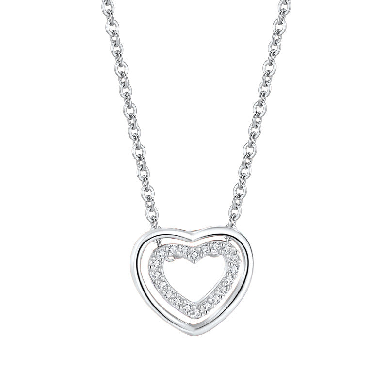Lovemi -  S925 Sterling Silver Heart To Heart Pendant Necklace