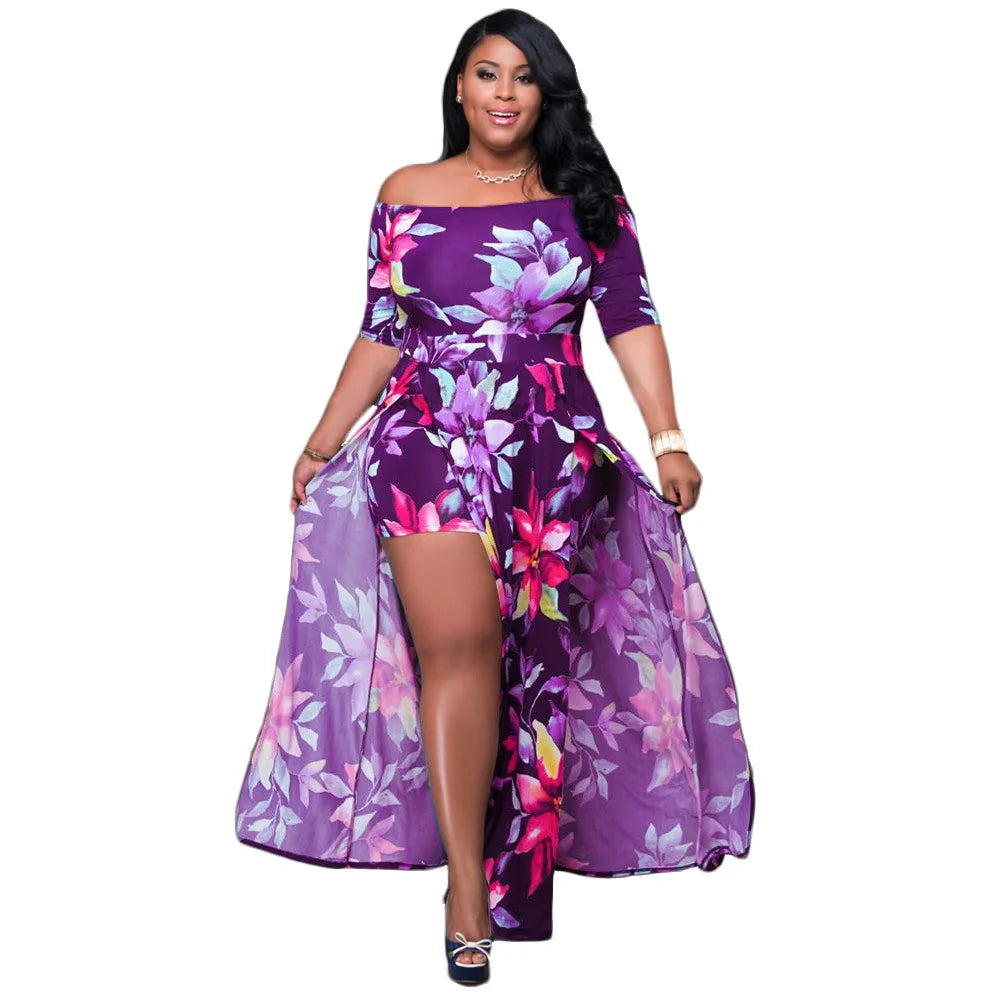 Lovemi -  Summer Long Maxi Dress Women Short Sleeve Floral