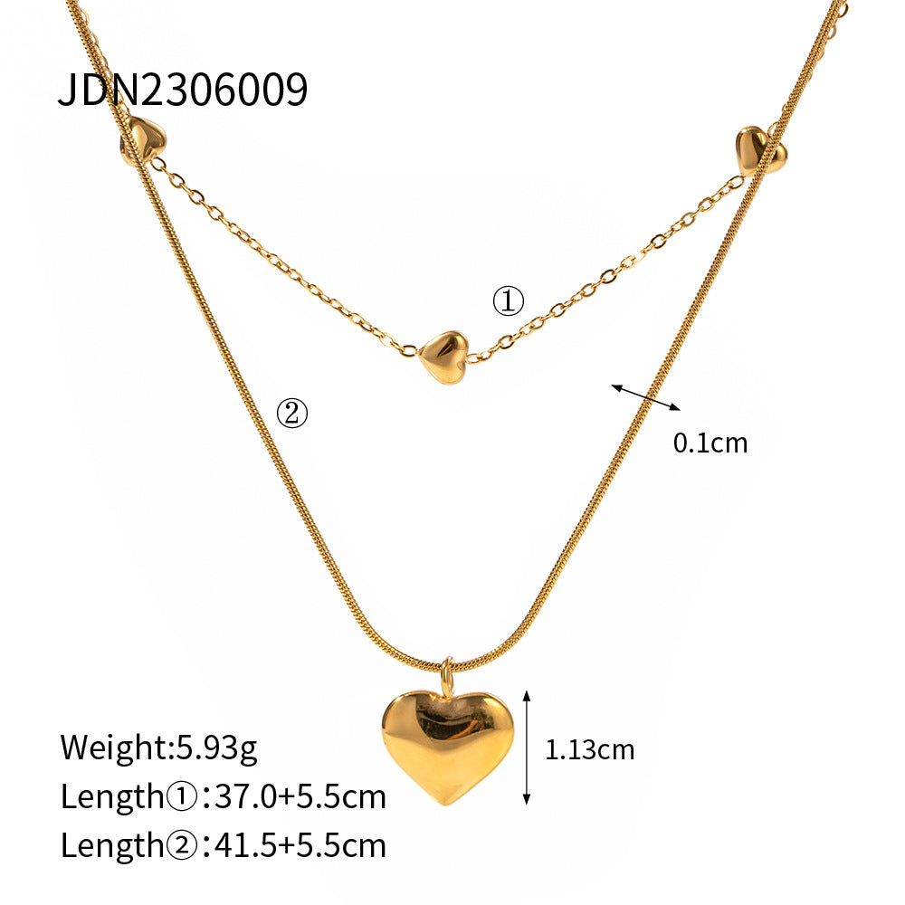 Lovemi -  Love Double-layer Necklace 18K Gold-plated Collarbone Necklace