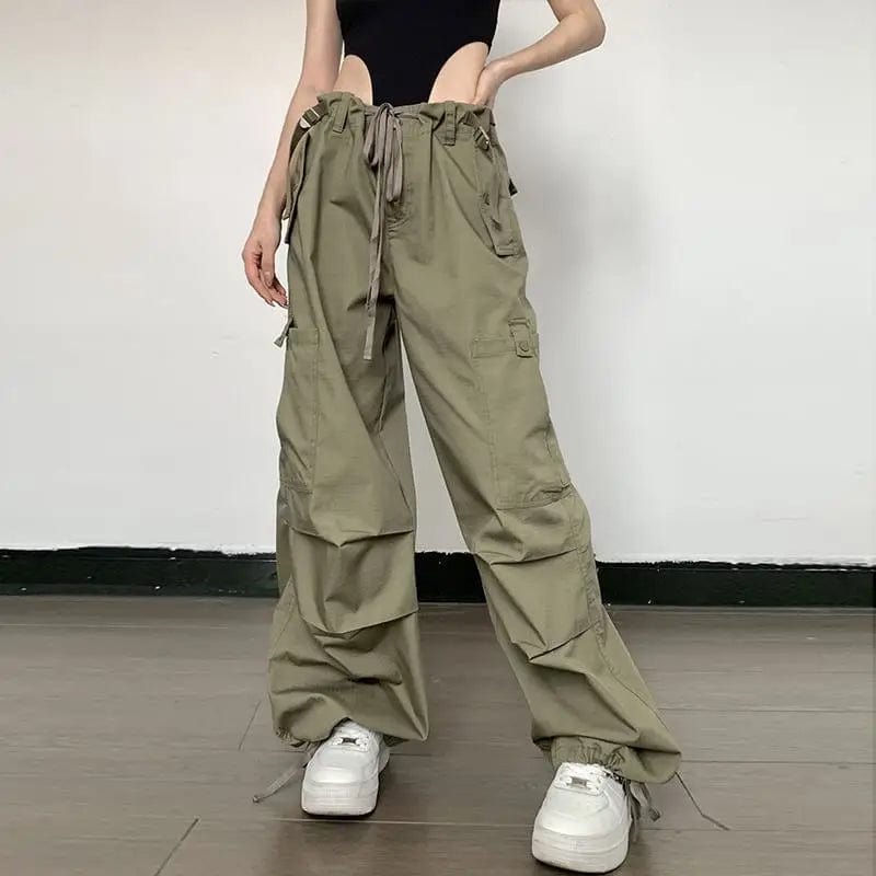 LOVEMI  cargo Military Green / L Lovemi -  Vintage Fashion Large Pocket Straight Casual Pants