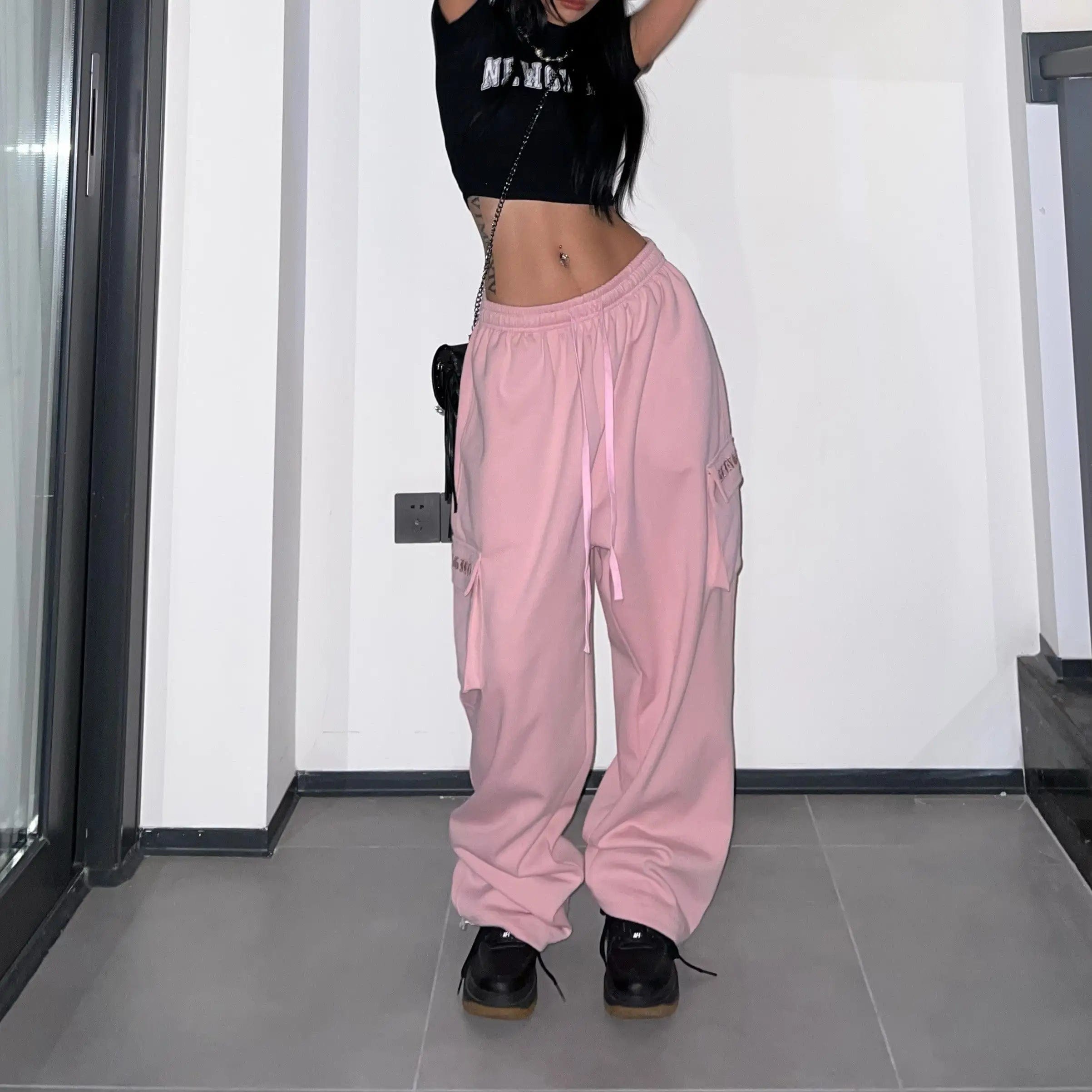 LOVEMI  cargo Pink / XS Lovemi -  Women Loose Jazz Hiphop Trousers For Casual Sportswear