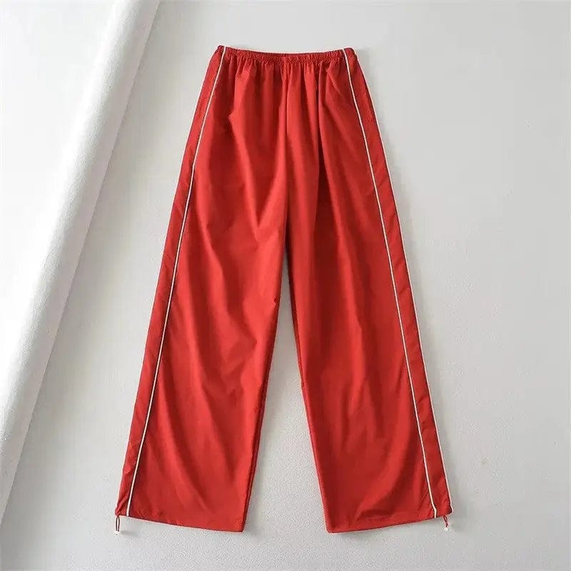 LOVEMI  cargo Red / S Lovemi -  Women's Drawstring Striped Quick-drying Casual Pants