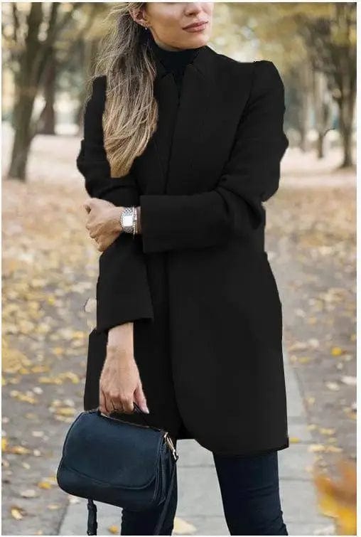 LOVEMI Jackets Black / XL Lovemi -  Solid color collar woolen coat