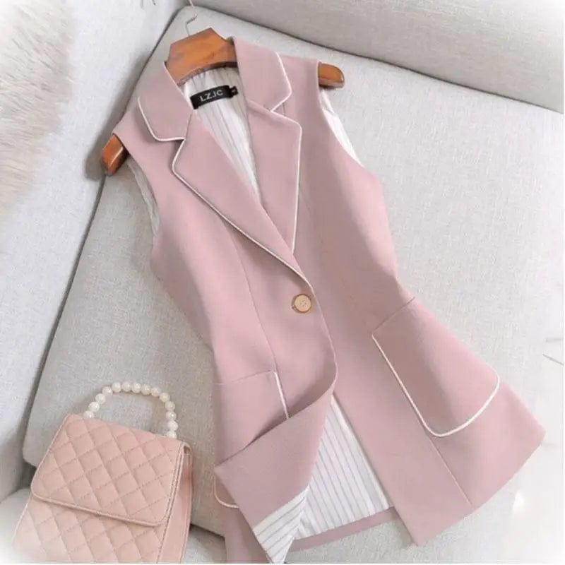 LOVEMI Jackets Pink / M Lovemi -  Little Girl In Pink Suit Waistcoat With White Striped Coat