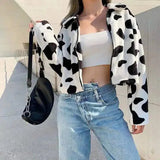 Cow Print Cropped Jacket & Shoulder Bag Set-1