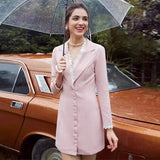 Elegant Women's Lace-Trim Dress Coat-Pink-1