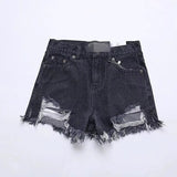 LOVEMI  Short Blackgray / XS Lovemi -  Women's Ripped Jeans Shorts