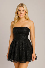 Elegant Lace Bow Tube Dress