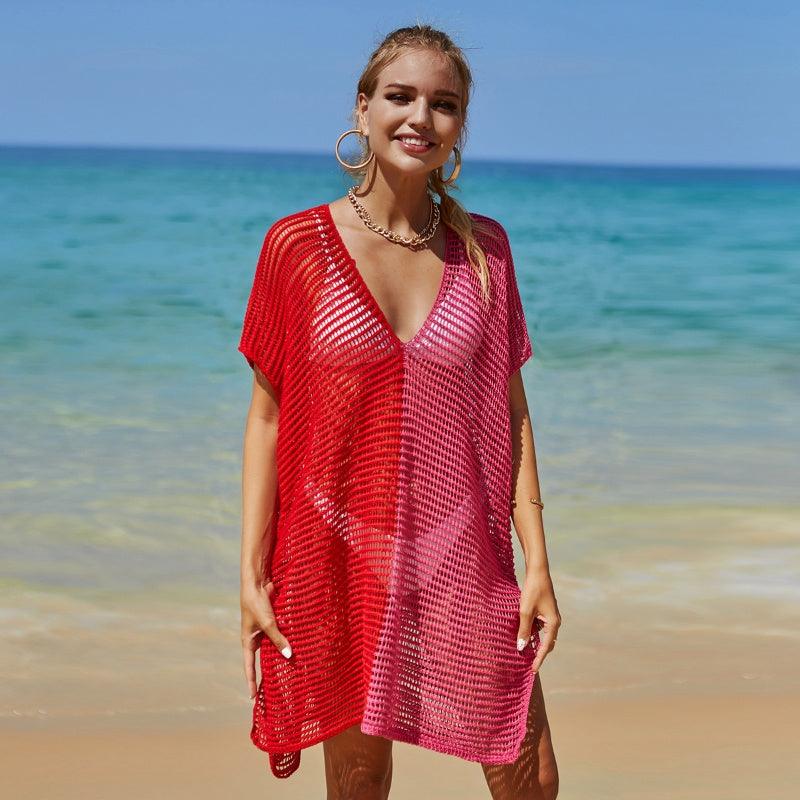 Lovemi -  Beach Hollow Out Tops Cover-Up Knit Bikini Over-Blouse