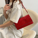 Lovemi -  Women Shoulder Bgas Stone Pattern Solid Color Elegant Bag