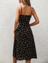 Lovemi -  New Polka Dot Print Suspender Dress Summer Sexy Slit Long Dresses For Womens Clothing