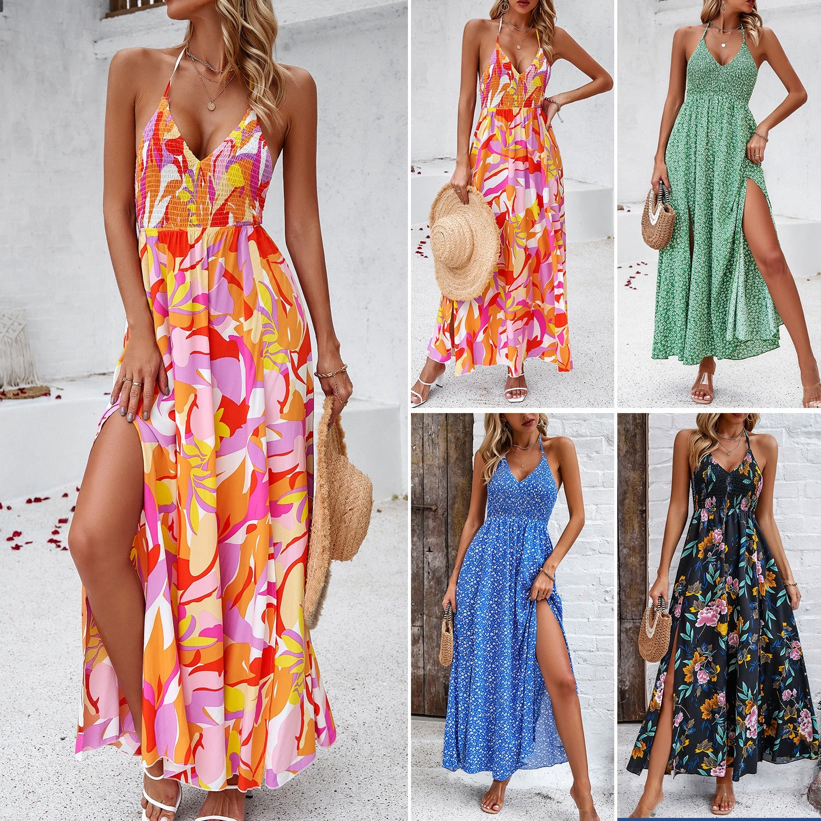 Lovemi -  Dress Spring Summer leisure holiday print halter dress