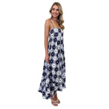 Lovemi -  Floral Print Suspender Dress Summer Slim Fit Long Dresses For Womens Clothing