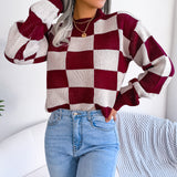Checkered Crewneck Sweater