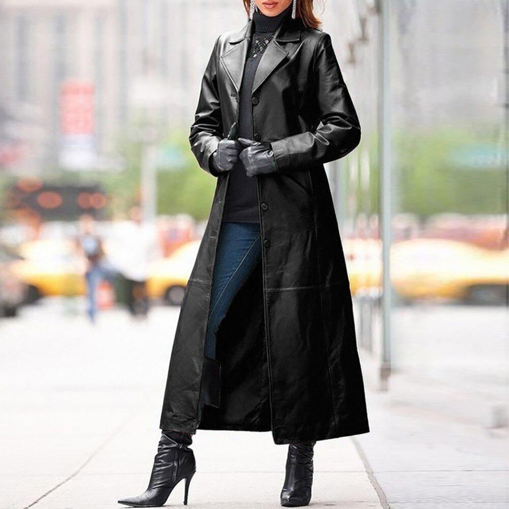 European Leather Long Coat