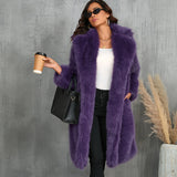Chic Plush Fur Coat with Suit Collar