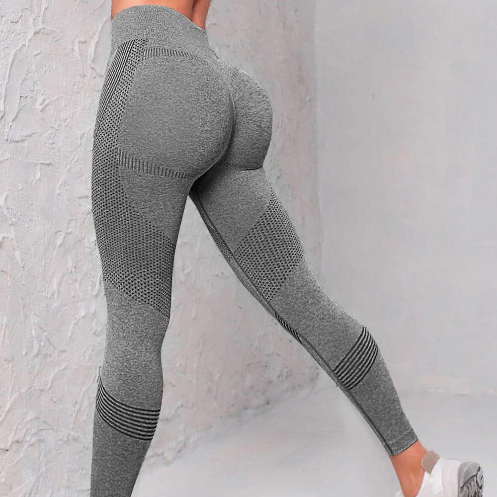 Lovemi -  High Waist Seamless Yoga Pants Women's Solid Color Dot Striped Print Butt Lifting Leggings Fitness Running Sport Gym Legging Outfits