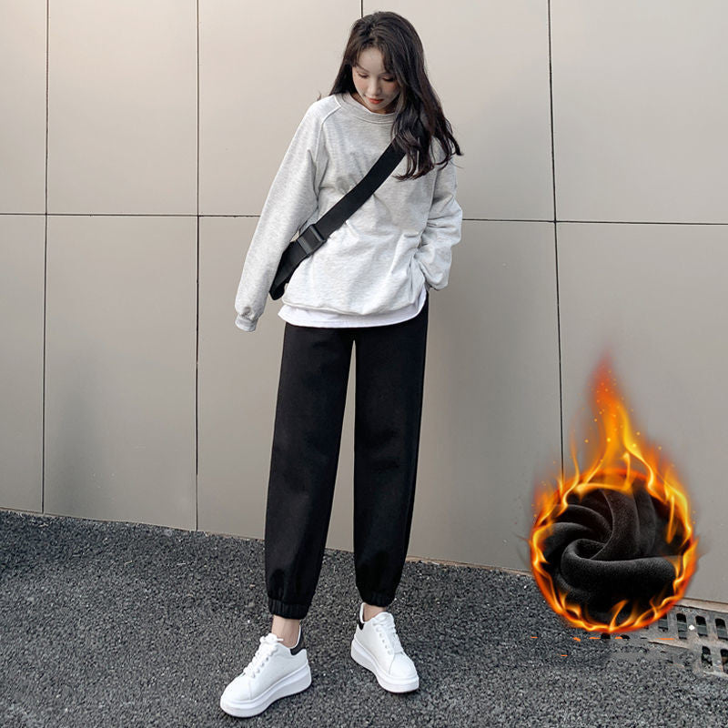 Gray Casual Pants Female Student Autumn And Winter