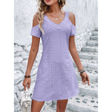 Lovemi -  New Off-shoulder Short-sleeved Dress Fashion Summer Slimming A-line Dresses Casual Holiday Beach Dress For Womens Clothing