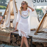 Crochet à main, grand Patchwork circulaire, pompon ample, couverture de plage de Style Resort