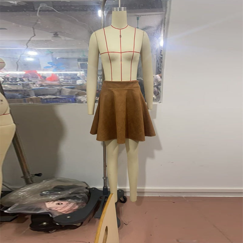 Suede-Look A-Line Mini Skirt