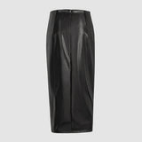 PU Leather Midi Pencil Skirt
