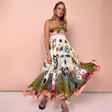 Lovemi -  Cotton Linen Sleeveless Graffiti Printing Sleeveless Swing Dress