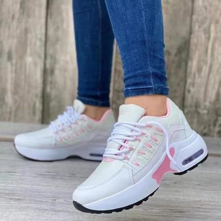 Lovemi -  Lace Up Sneakers Women Wedge Heel Running Sports Shoes