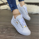 Lovemi -  Women Flat Sneakers Breathable Lace-up Shoes For Girls
