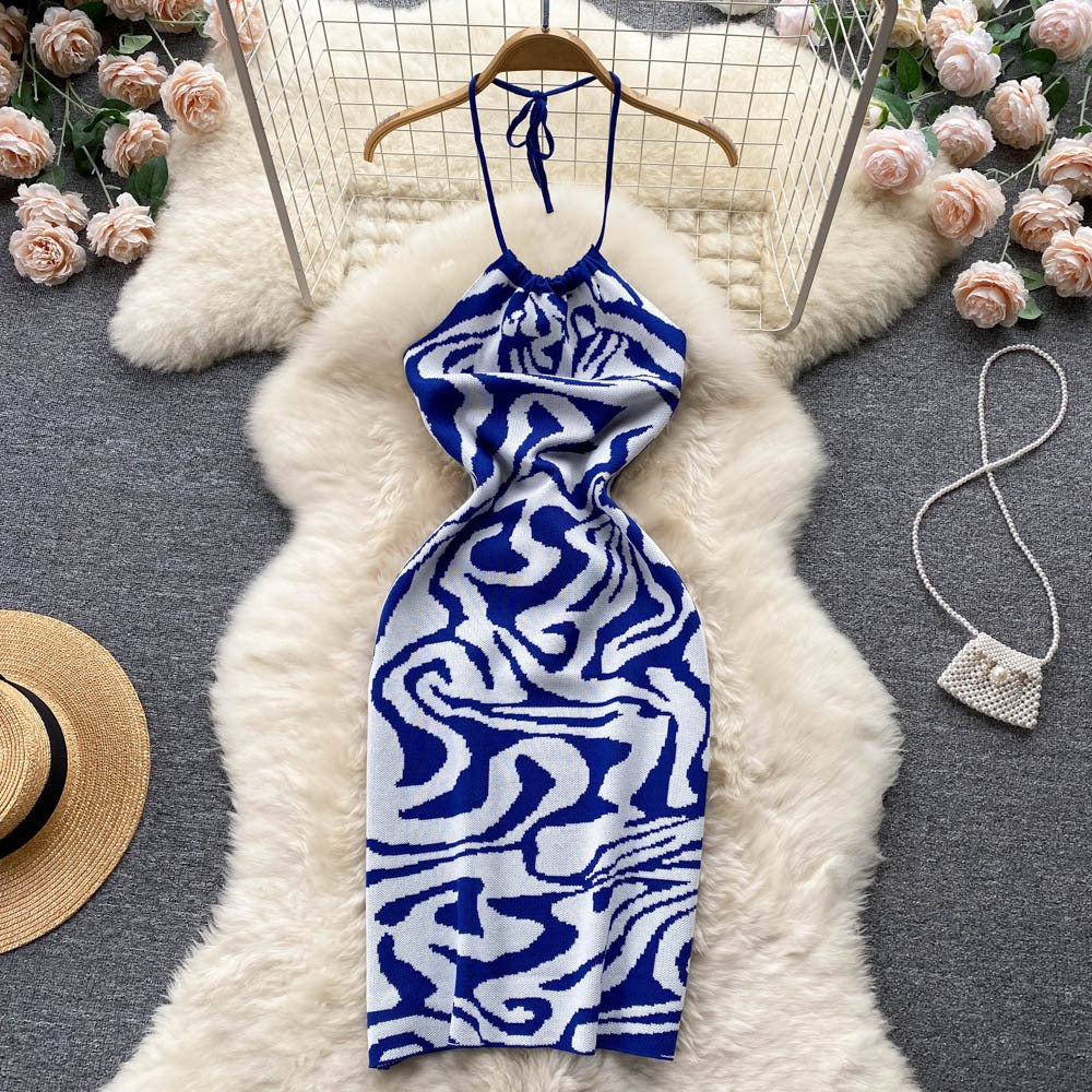 Sultry Backless Knitted Bodycon Dress for Vacation Season