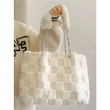 Lovemi -  White Plush One Shoulder Bag Casual Tote Bag