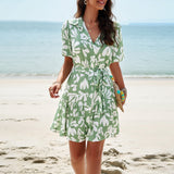 Dress Spring/Summer elegance printed short sleeve dress