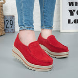 Lovemi -  Thick-soled Flat Shoes Anti-slip Suede Height Increasing Shoes For Women