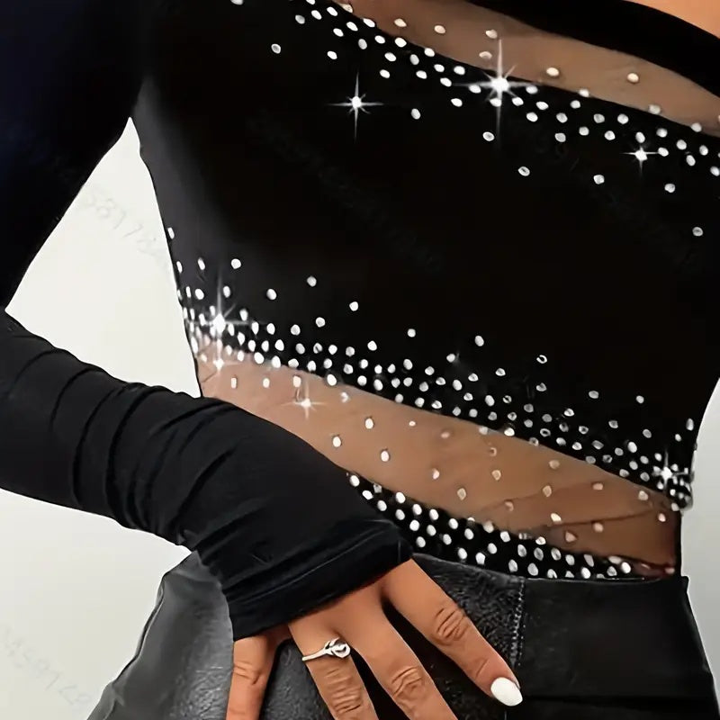 Sheer One Shoulder Mesh Top