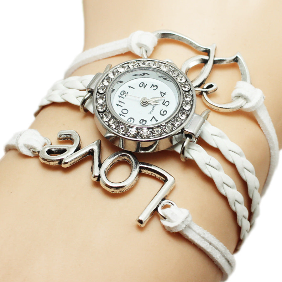 Alloy Love Double Heart-shaped Love Woven Multi-layer Watch