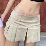 Lovemi -  United States Hot Girl Style Street Retro Fashion Low Waist Pocket Pleated Half-body Skirt
