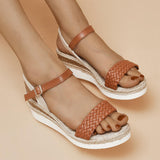 Lovemi -  Braided Linen Wedge Sandals