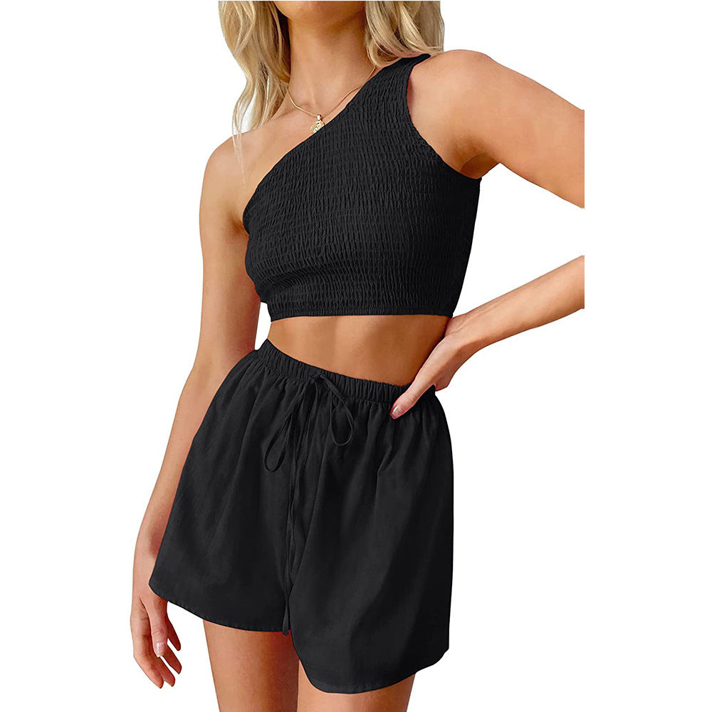 Midriff-baring Top Shorts Beach Two-piece Suit