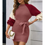 Color Block Sweater Midi Dress