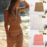 New European and American Hand Hook Sexy Hollow Knitted Bikini Half Wrap Skirt Bohemian Beach Wrap Hip Short Skirt