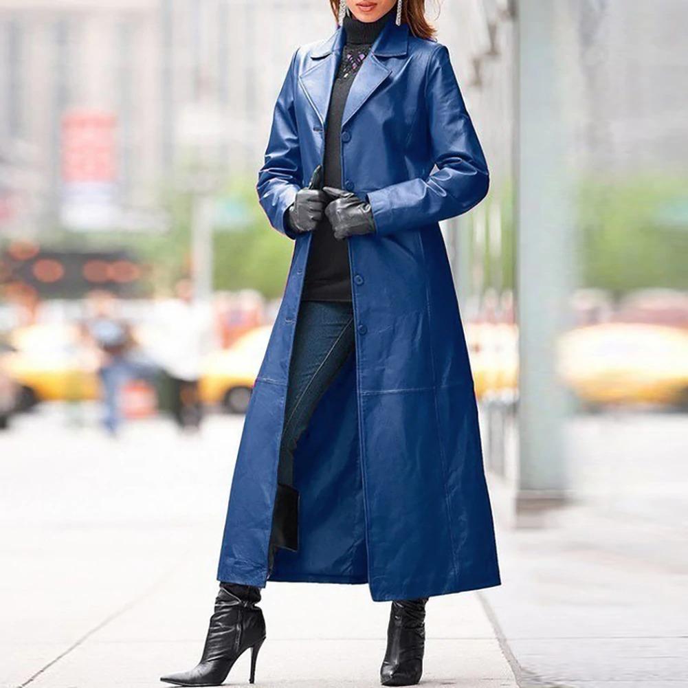 European Leather Long Coat