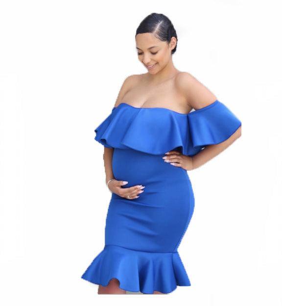 Lovemi -  Women Elastic Pregnant Women Ruffles Dress