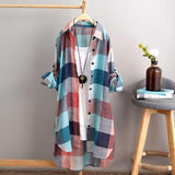 Lovemi -  Sunscreen shirt women's medium length plaid shirt women's casual coat