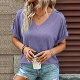European And American Top Solid Color Button Fashion Short Sleeve T-shirt