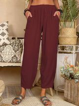 Lovemi -  Women's Solid Color Loose Cotton And Linen Casual Pants Home